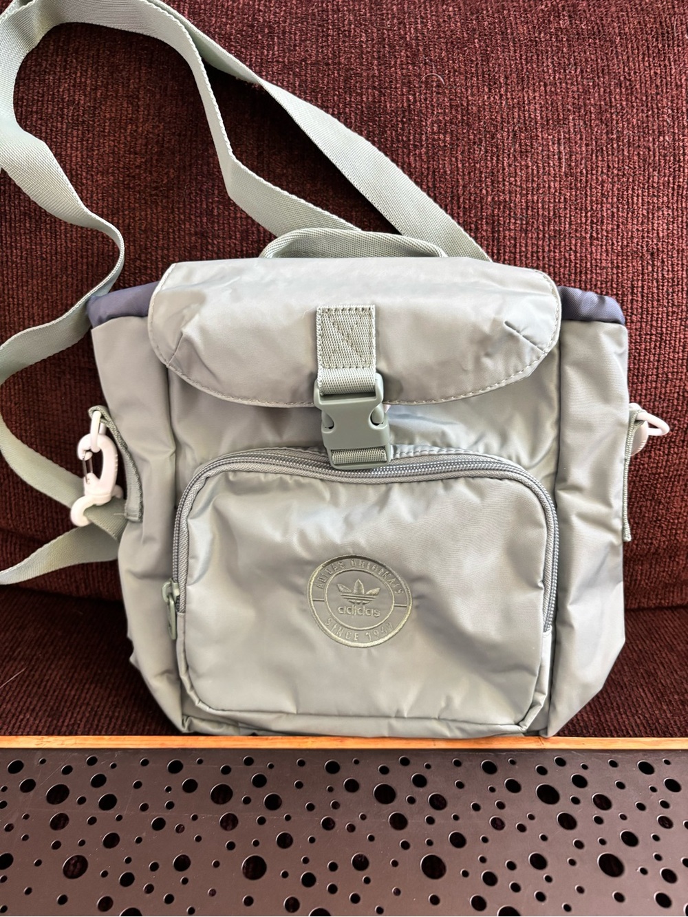 adidas green logo tote with white text